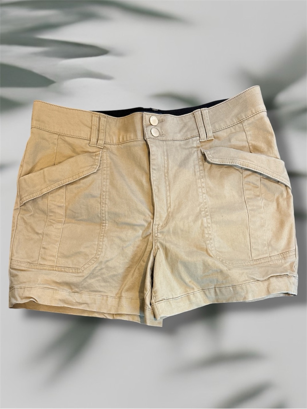 Democracy Absolution High Rise Utility Cargo Shorts Tan Khaki 14